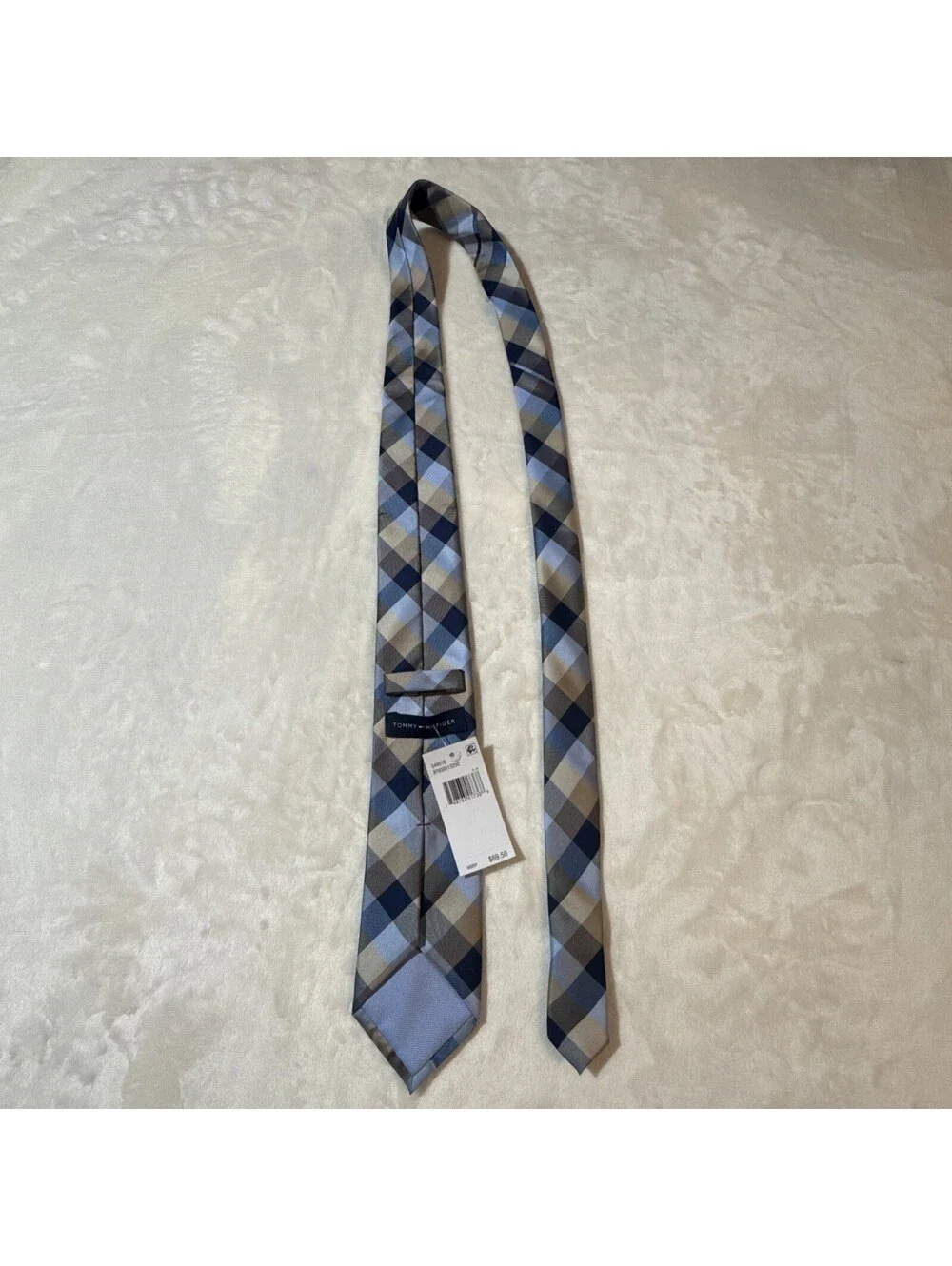 Tommy Hilfiger Men's Blue Buffalo Check Tartan Classic Silk Neck Tie 59 x 3” NWT